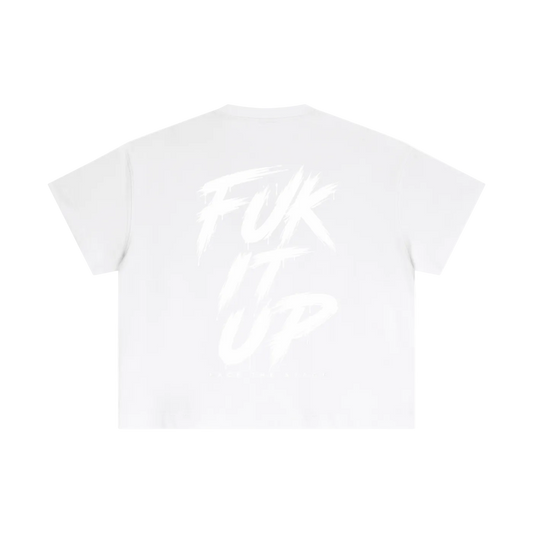 FUK IT UP White Cotton Boxy T-Shirt