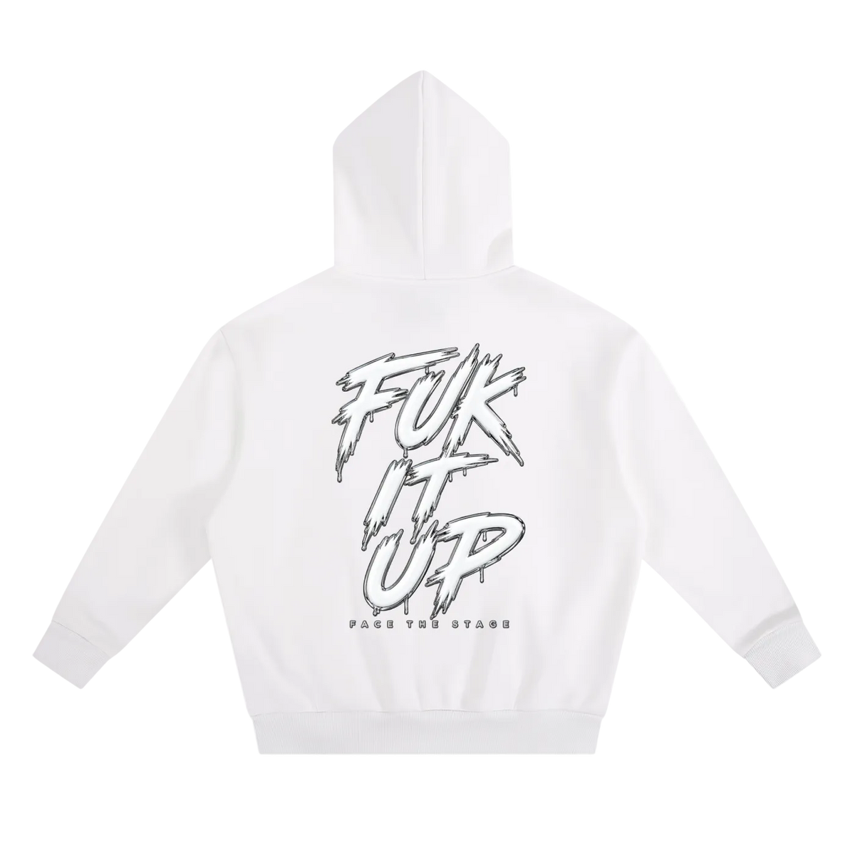 White,Hoodie,Top,FTS,Fuk,It,UP,Boxy,Cropped