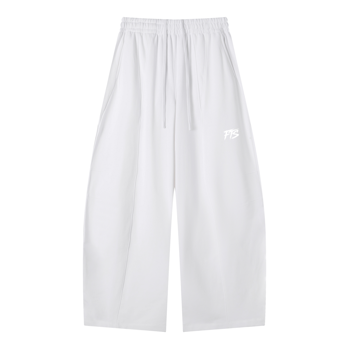 white,pants,sweats,wide,wideleg,fts,merch,face