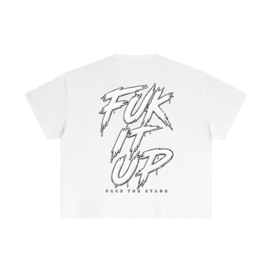 FUK IT UP White Cotton Boxy T-Shirt