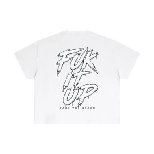 FUK IT UP White Cotton Boxy T-Shirt